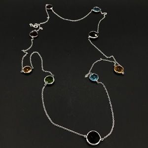 Silver Multi Color Crystal Necklace